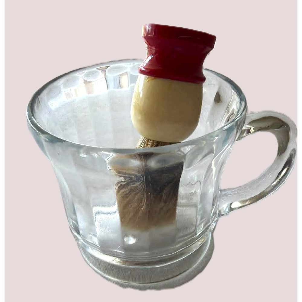 Ever-Ready Shaving Set Men's Clear Red White Excellent MCM Glass Mug Brush C40